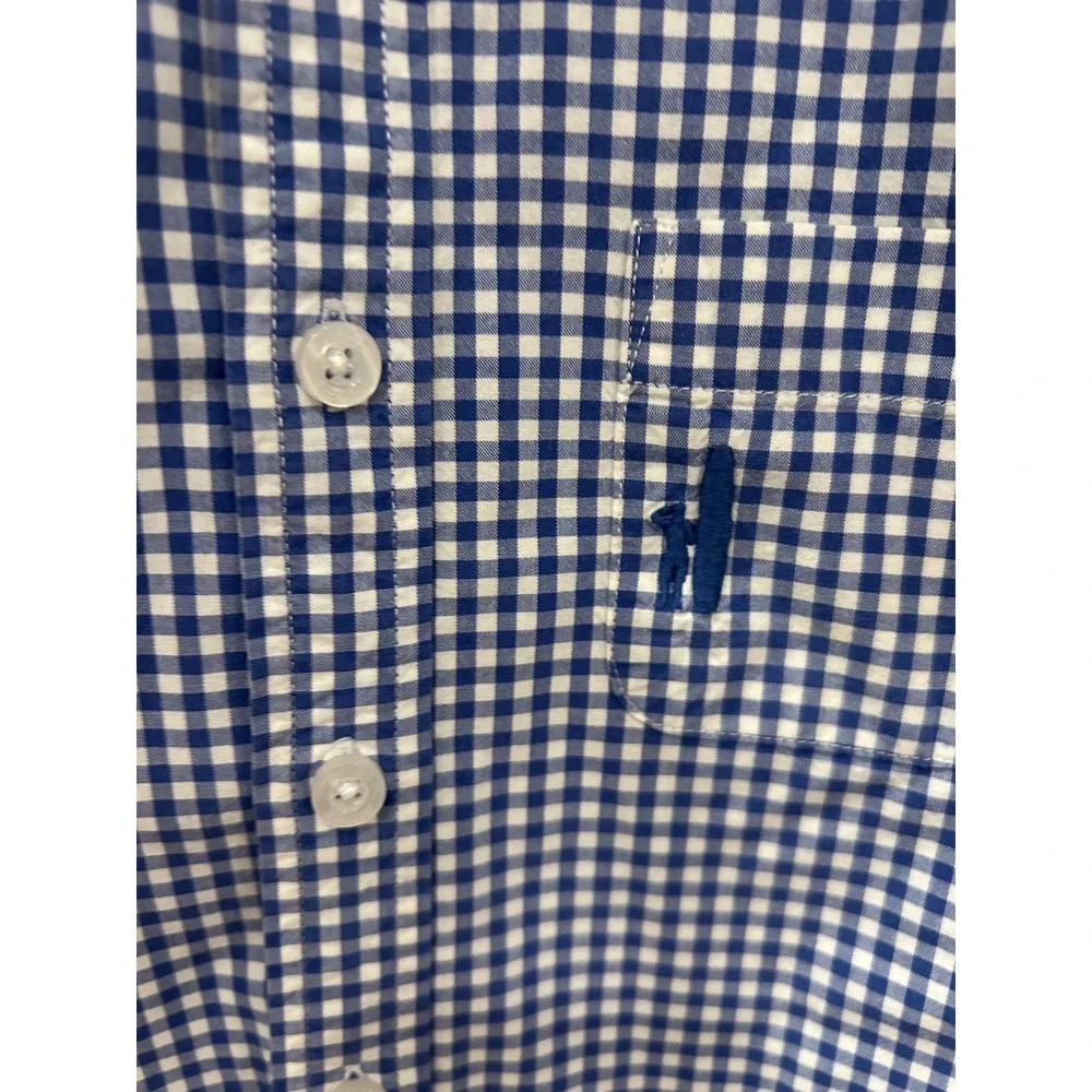 Johnnie-O Boys Blue Gingham Long Sleeve Button‎ Down Shirt Size 4 k7100